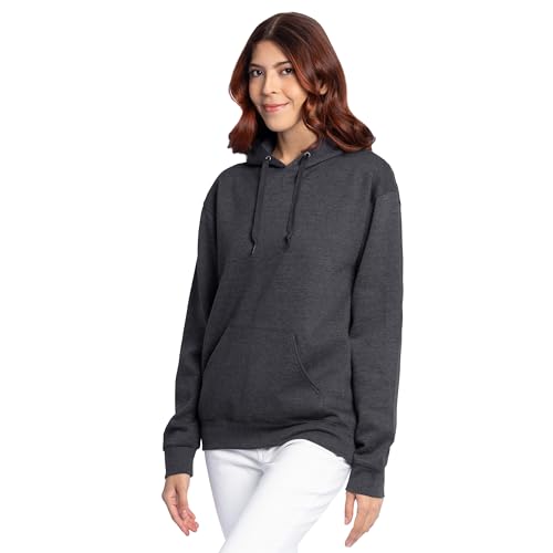 Men's Fleece Pullover Hoodie Small Black Heather Moisture Wicking Breathable