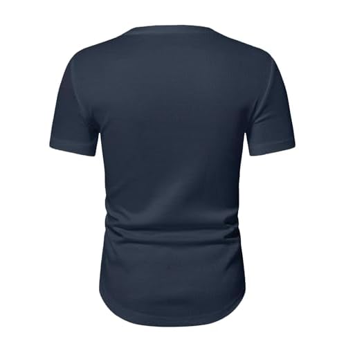PLEPAN Mens Muscle T Shirts V Neck Short Sleeve Henley Shirt Hipster Longline Gym Workout Athletic Tee Shirts