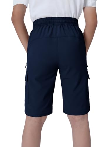 Kids Convertible Hiking Pants Medium Navy - Waterproof Quick Dry Scout Pants for Boys 4-18Y