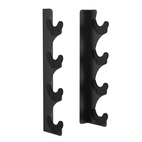 Wall Mount Barbell Rack with 4 Hooks - Heavy Duty Vertical Weight Bar Holder for Gym