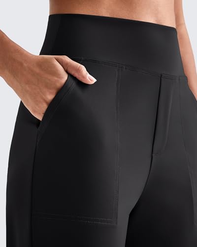 Women's Yoga Pants with Dress Style - Black, Medium - Work & Activewear