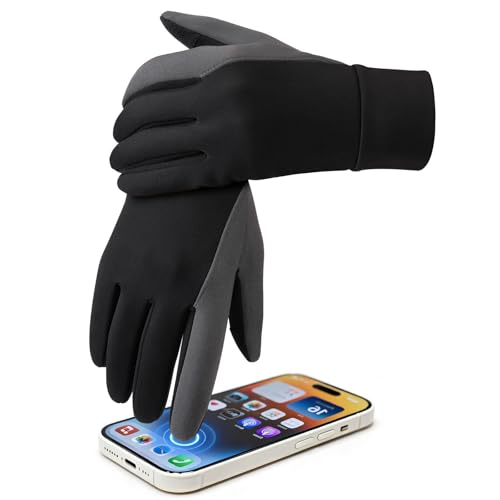 Women's Winter Touchscreen Gloves Black & Gray Medium - Warm & Windproof