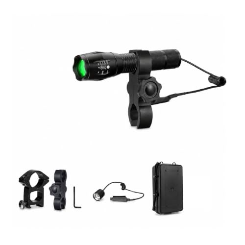 Green Hunting Flashlight Kit with Adjustable Beam & Mounts - Predator Light