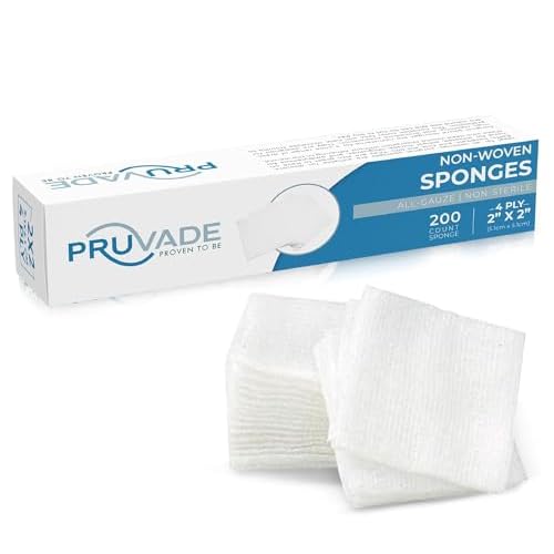 Gauze Pads 2"x2" Non-Woven 4-Ply (200 Count) All-Purpose Non-Sterile Dental Gauze Pads - Soft & Absorbent Gauze Sponges for First Aid Kit, Esthetic Wipes for Makeup-Removal, Skin Cleansing