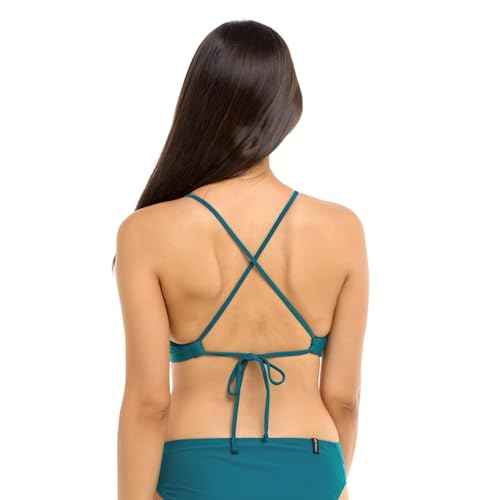 Body Glove Women's Standard Smoothies Alesha Solid High Neck Bikini Top Swimsuit with Adjustable 2-Way Back Detail