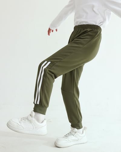Toddler Boys Sweatpants 3 Pack - Elastic Waist Joggers for 4-5T, Blue Green Brown Variation