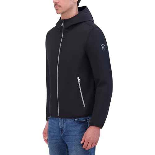 Kenneth Cole mens Hooded Soft Shell With Coil Zip Detail