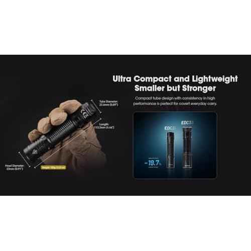 Nitecore EDC31 3500 Lumen EDC Flashlight, USB-C Rechargeable, Compact, High Lumen with Clip, Lanyyard, Sliding Lock Switch Sticker