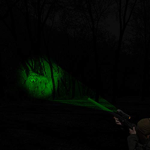 Green Hunting Flashlight Kit with Adjustable Beam & Mounts - Predator Light