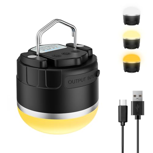 Rechargeable LED Camping Lantern 1000LM, Portable Tent Lights with 3 Colors, IP65 Waterproof, Magnetic Base, 4000mAH Emergency Hanging Light for Power Outages, Hiking, Tent, Outdoor, Home