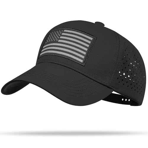 American Flag Trucker Hat, Quick Dry Baseball Cap for Men & Women, Laser Cut Mesh Waterproof Snapback Hats