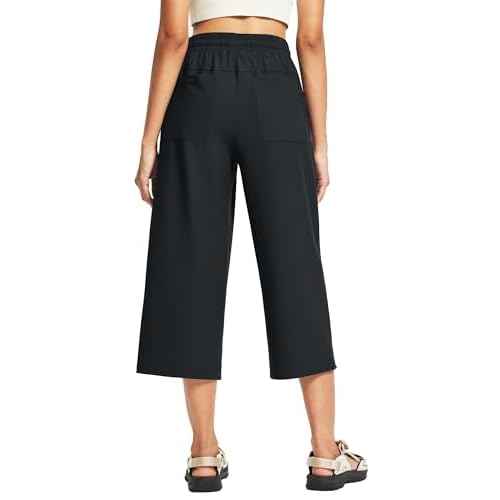 FitsT4 Sports Women's Wide Leg Hiking Capris Quick Dry Long Shorts UPF50+ Lightweight Water Resistant Cropped Pants