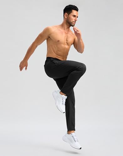 Men's Athletic Sweatpants with Zipper Pockets - Stretch Golf Workout Pants, 30-34 Inch Inseam