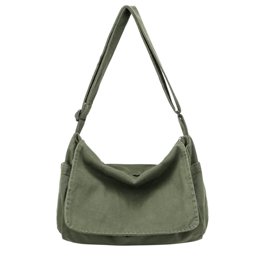 Vintage Canvas Messenger Crossbody Bag for Women Men - A-Green