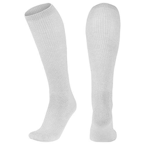 Large White Multi-Sport Athletic Compression Socks for Baseball, Softball, Football & Soccer