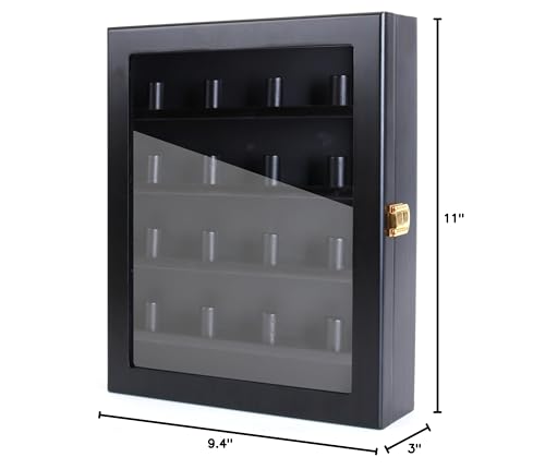RECHIATO Championship Ring Display Case baseball Ring display Wooden Box Display Case for Sports Rings (12 Holes, Red)