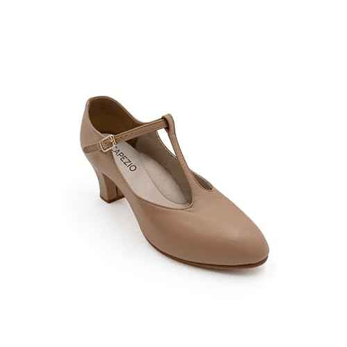 Capezio Jr. Footlight T-Strap Character Shoe, Caramel, 14 W