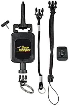 Gear Keeper Combo MOLLE Mount - Rotating Webbing Clip/Velcro Strap RT4-5172 - 12oz Retractable Force Lanyard - Flashlight Holder/Phone Pouch - Law Enforcement- Hunting - Military Gear - USA Made Black