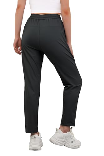 IWOLLENCE Women's Active Stretch Pants Large Dark Grey Quick Dry