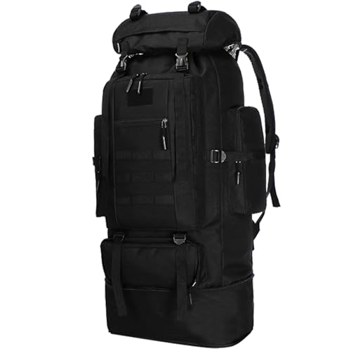 Goaste 100L Camping Hiking Backpack, Molle Military Tactical Rucksack, Waterproof Large Travel Daypack, Adjustable Survival Hunting Sports Bag for Men and Women Hiking, Camping, Touring(Black)