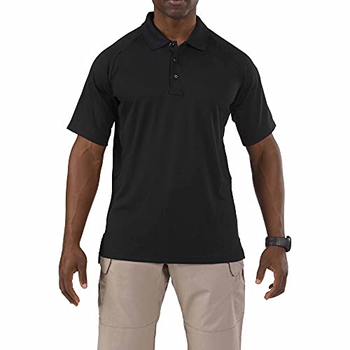 Men's Performance Polo Shirt Large Black - Moisture Wicking Workwear
