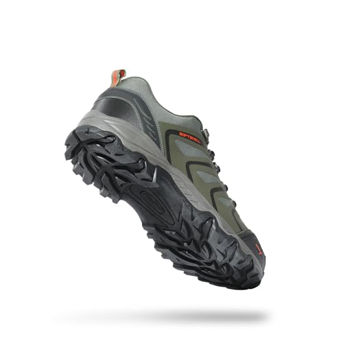 Men's Waterproof Low Top Hiking Shoes - Army Green/Black/Orange, Size 11