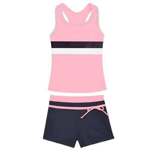 Girls Swimsuits 2 Piece Summer Boyshort Bathing Suit Rash Guard Swimwear for Kids Child Beach with Sun Protection