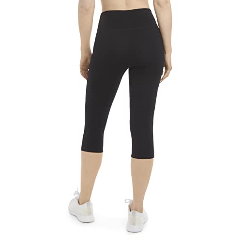 Women's High Waist Cotton Stretch Crop Leggings - Deep Black, Large