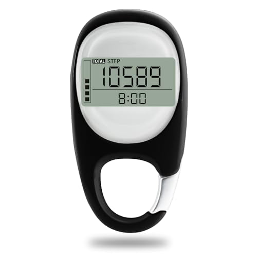 3D Pedometer with Carabiner, Accurate Step Tracker, Step Counter, Distance Tracker, 7 Days Memory, Calorie Counter for Men Women Kids Seniors
