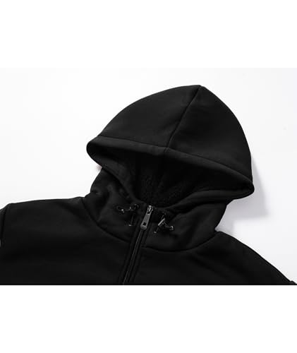X-Large Heavyweight Fleece Hoodie for Men - Thick Sherpa Lined Full Zip Sweatshirt