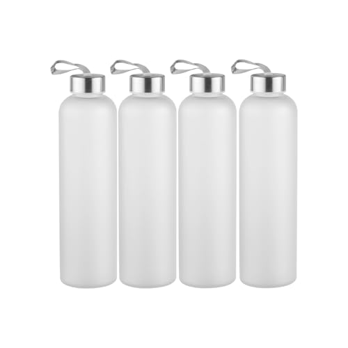 4 Pack 27oz Clear Plastic Water Bottles with Airtight Lids