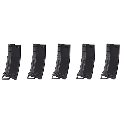 Lancer Tactical Airsoft M4 M16 Series Polymer 130 Round Transparent Window High Speed Mid-Cap Airsoft Magazine- Pack of 5
