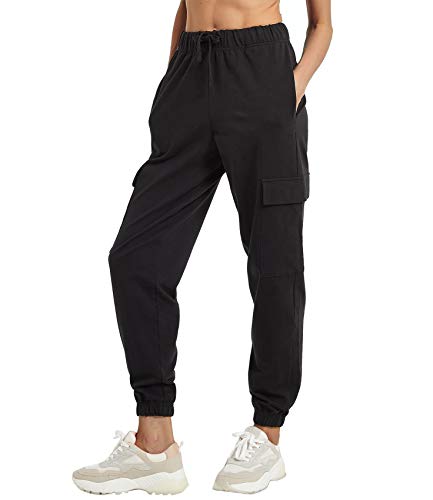 PULI Women's Black Medium Cargo Lounge Sweatpants - Loose Fit Joggers