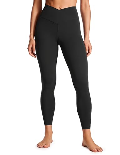 CRZ YOGA Crossover Waist Leggings - 25 Inch, Small, Black