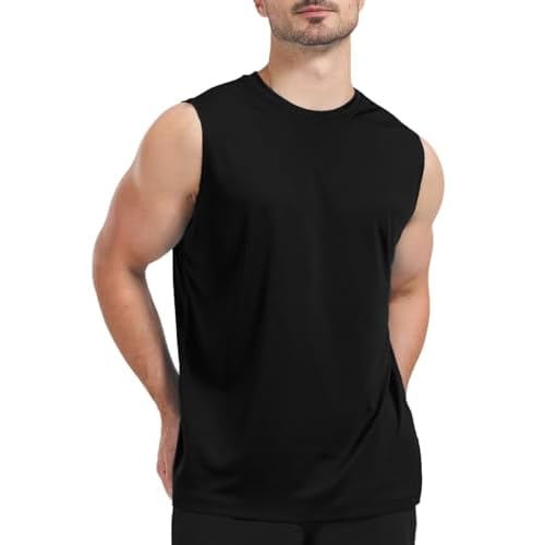 Men's Sleeveless UPF 50+ Swim Shirts Quick Dry Workout Tank Top UV Protection Running Gym Muscle T Shirts