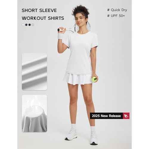 baleaf Women's Running Shirts Short Sleeve Workout Athletic Tops Moisture Wicking Quick Dry Exercise Hiking UV Sun Shirt
