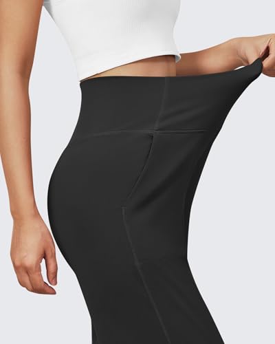 Women's Wide Leg Yoga Pants with Pockets - Medium Black - BareFeel G4Free