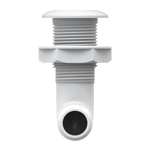 1-1/8 Inch White Angled Thru Hull Fitting with Check Valve - Marine Marine Plumbing