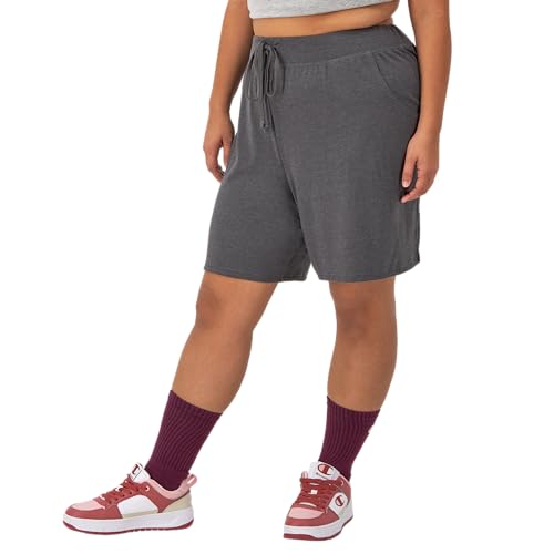 Champion Women's Jersey Shorts 2X Granite Heather Soft Lightweight Comfortable Plus Size