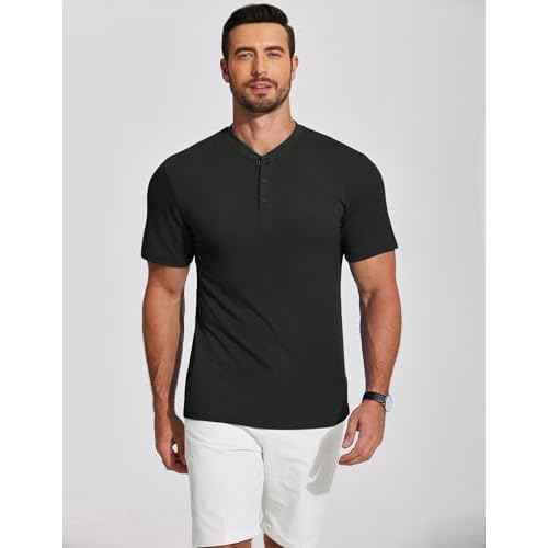 COOFANDY Men's Henley Shirts Short Sleeve Ribbed T-Shirts Bodybuilding Workout Tee Shirts