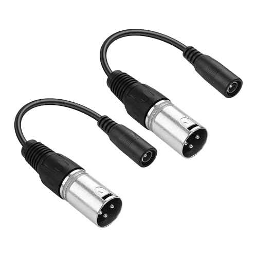 PNGKNYOCN 2A DC Power Cable,2 Pack DC 5.5 x 2.1mm Female to 3 pin XLR Male Power Adapter Cable,for Skateboard Bikes, Balance Bikes,Electric Bikes and More£¨15cm£©