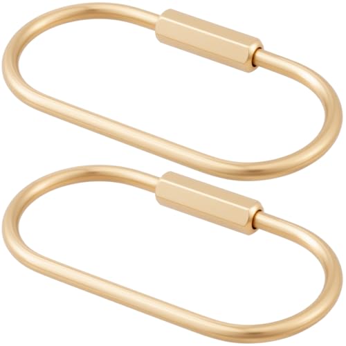 Gold Screw Lock Oval Spring Ring Clips - 2pcs, Heavy Duty Alloy