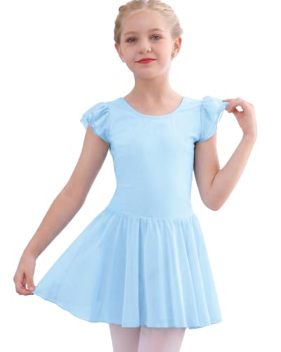 Girls Ballet Leotard with Skirt - Size 8-9 Years, Blue Dance Dress