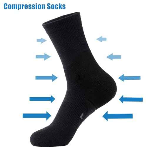 GLENMEARL Mens Crew Socks, 5 Pair Cushioned Work Socks for Men, Cotton Athletic Boot Sock, Moisture Wicking Sock for Hiking