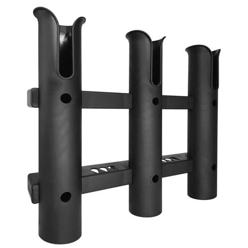 Wall Mounted Fishing Rod Holder Rack for 3 Poles Boat Truck Garage Black
