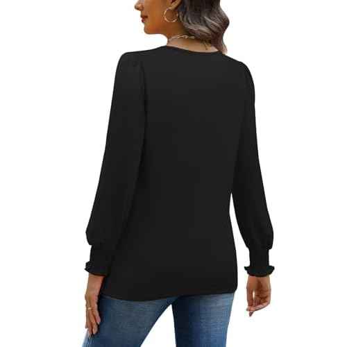 MixShe Womens Square Neck Blouses 2025 Fall Fashion Long Sleeve Casual Stretchy Pullover Tops