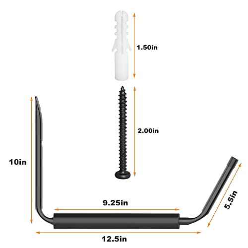 WALMANN Lightweight Kayak Storage Rack, Wall Mount Kayak Hooks for Garage Utility Storage Hangers for Canoe, Surfboard, Skiis, Snowboard, Paddle Board, Ladders