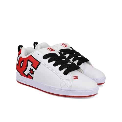 DC Men's Court Graffik Skate Shoe, White/RED, 6.5