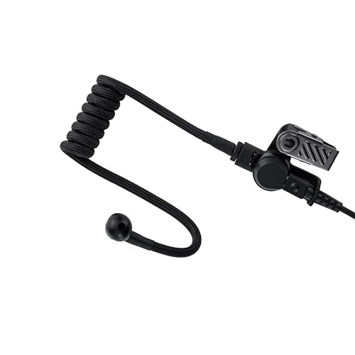 Acoustic Coil Tube Replacement Braided Nylon for Radio Earpiece Black