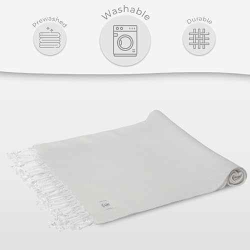 Turkish Beach Towel Absorbent & Quick Dry Oversized (39" x 71") - Decorative, Versatile and Functional as Beach Blanket, Yoga, Gym, Pool, Swim and Bath Towel - Ecru